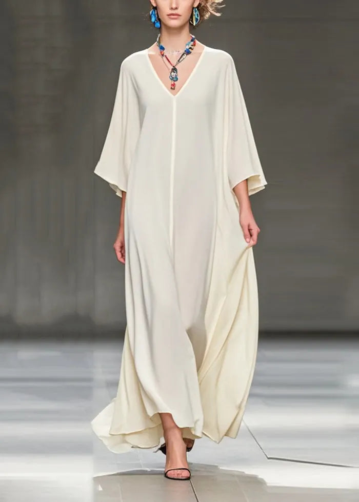 Art White Oversized Draping Chiffon Holiday Dress Bracelet Sleeve