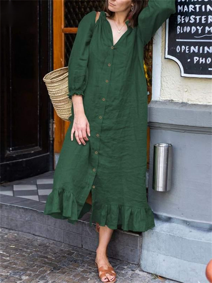 Summer Vacation Dress Spring Outfit Temperament Lotus Leaf Collar Color Dresses