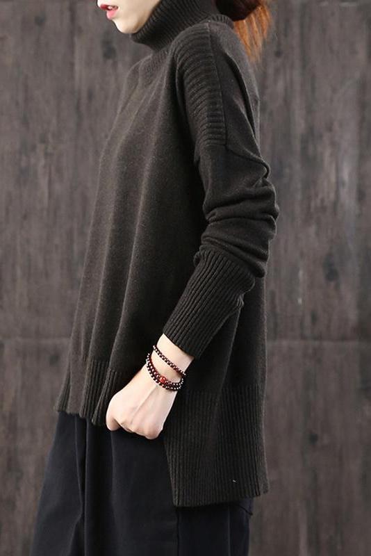 Lotstrends Loose Turtleneck Pullover Literary Sweater