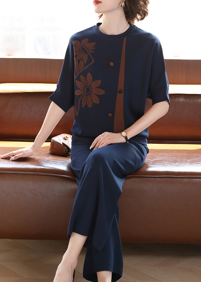 Boutique Camel O Neck Knit Two Pieces Set Spring