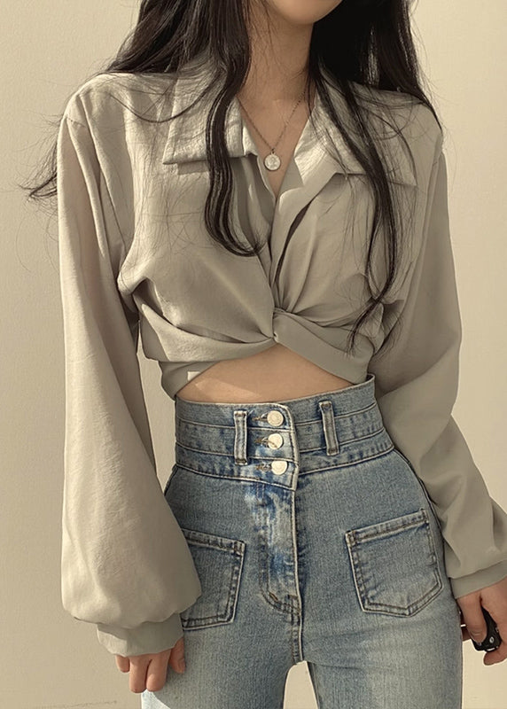 Unique White Peter Pan Collar Shirts Lantern Sleeve