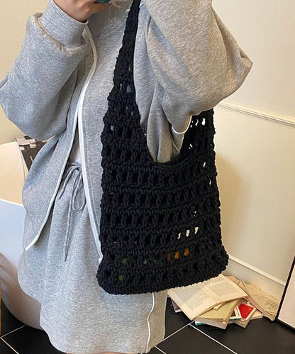 New Yellow Large Capacity Hollow Out Knitted Shoulder Bag