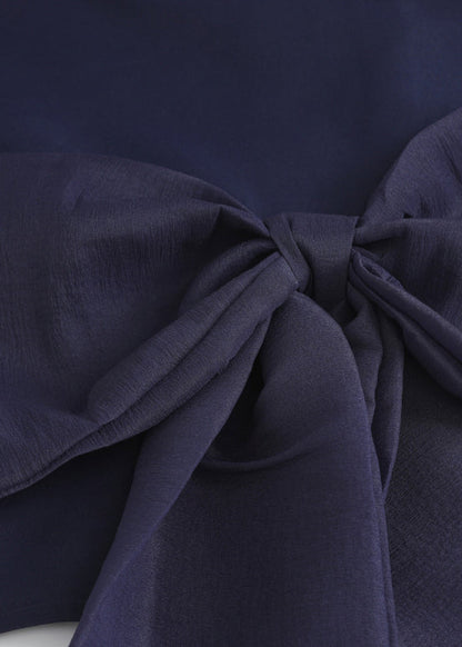 New Navy Peter Pan Collar Bow Cotton Blouses Fall
