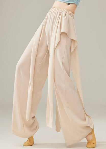 Beige Draping Cotton Dance Pants Fall