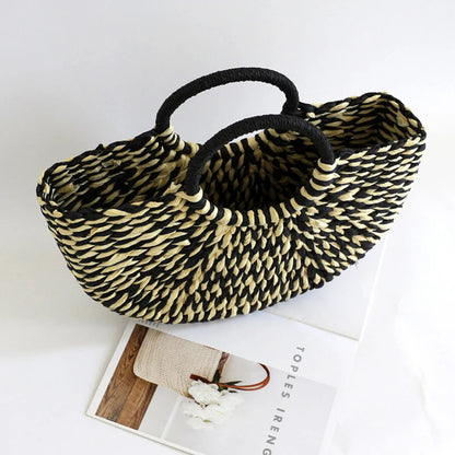 Summer New Trend Handbags Woven Straw Braided Large Towels Party With Top Handle Bag