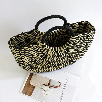 Summer New Trend Handbags Woven Straw Braided Large Towels Party With Top Handle Bag