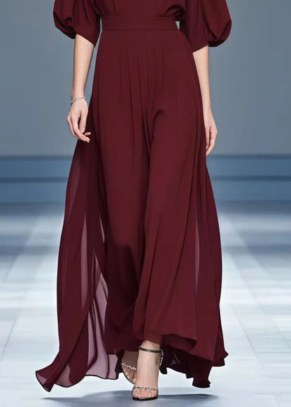 Stylish Mulberry V Neck Chiffon Maxi Dresses Summer