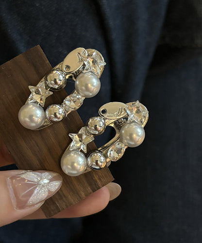 Brief Silk Metal Alloy Zircon Pearl Star a Pair Hairpin