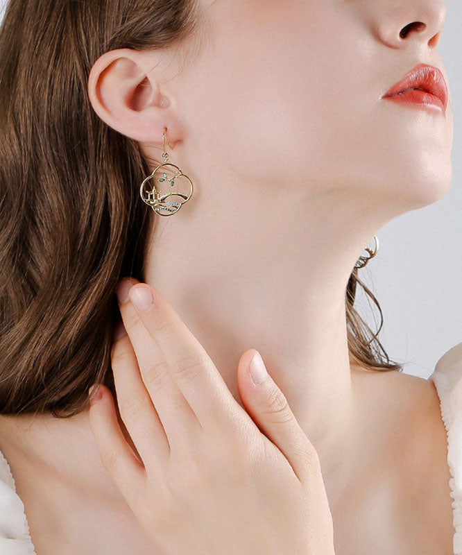 Retro Yellow Sterling Silver Overgild Zirconhoop Earrings