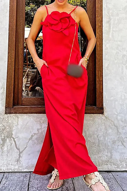 Chest Embellished Cotton and Linen Sling Dress