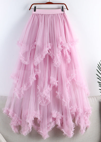 Organic Purple Elastic Waist Tulle a Line Skirts Spring