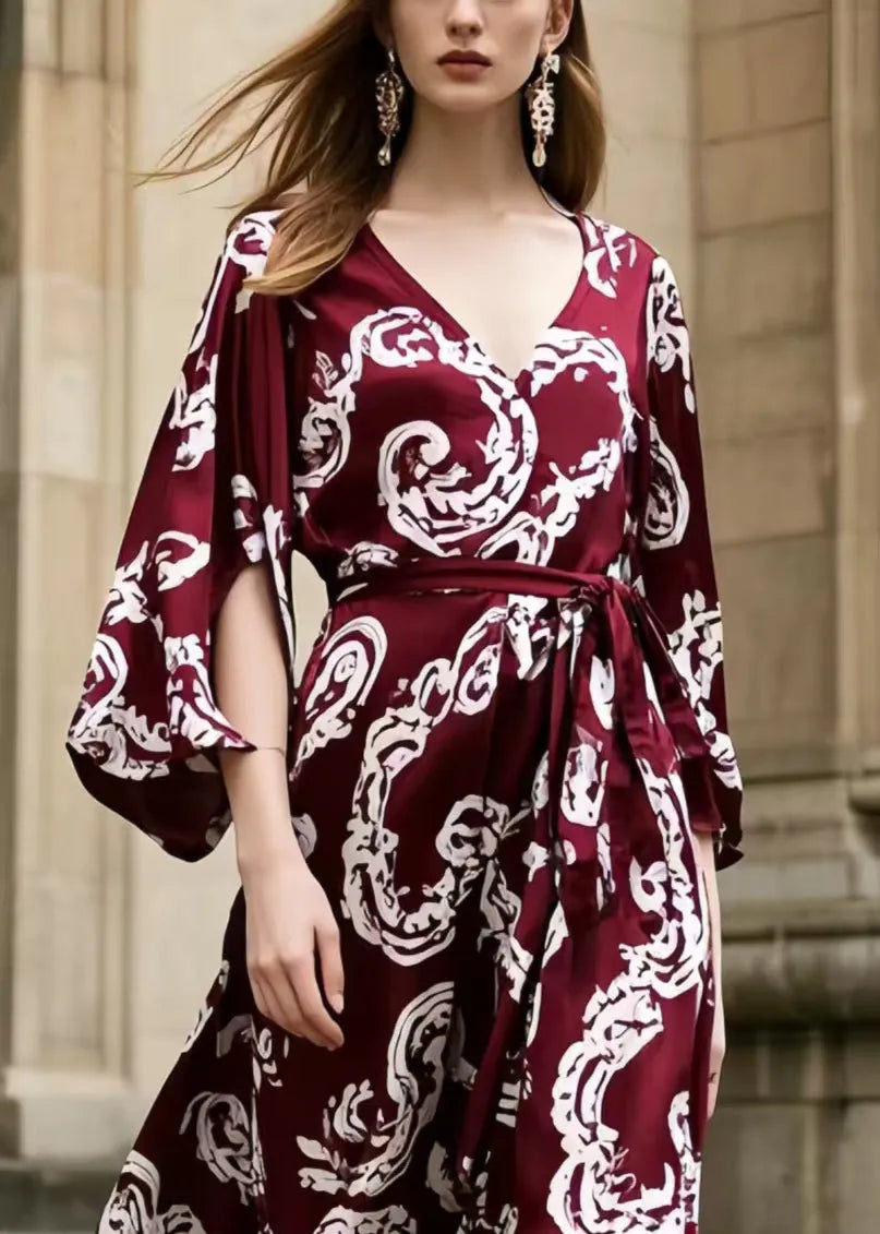 Mulberry Print Exra Large Hem Chiffon Tunic Dress Summer