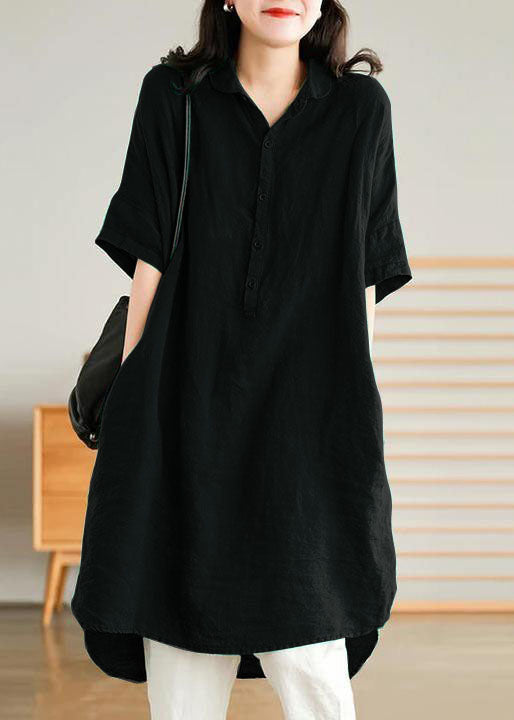 Jade Blue-snowflake Linen Linen Shirt Dress