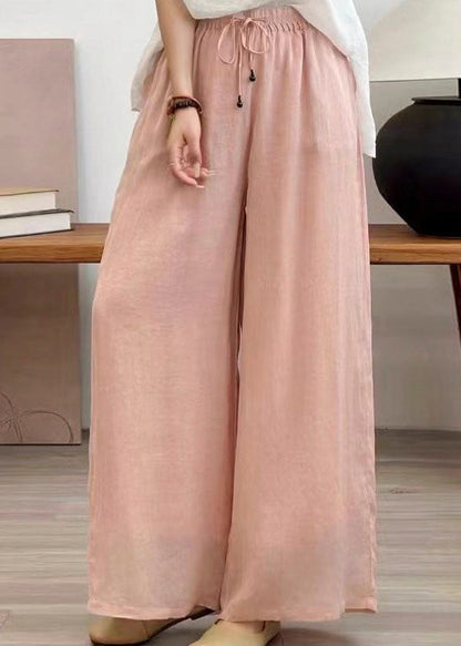 Rose Pockets Elastic Waist Linen Pants Summer