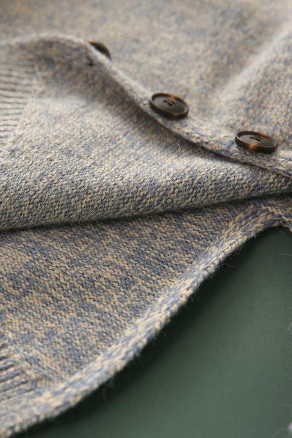 Knitted Button Split Hem Sweater