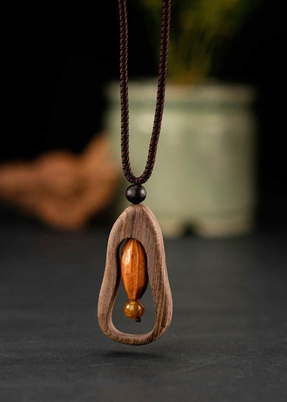 Brown Cotton 45% Linen 55% Sandwood Pendant Necklace