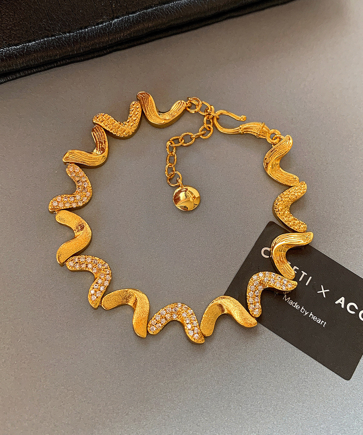 Zircon Double-layer Metal and Pearl Bracelet Two Pieces Set