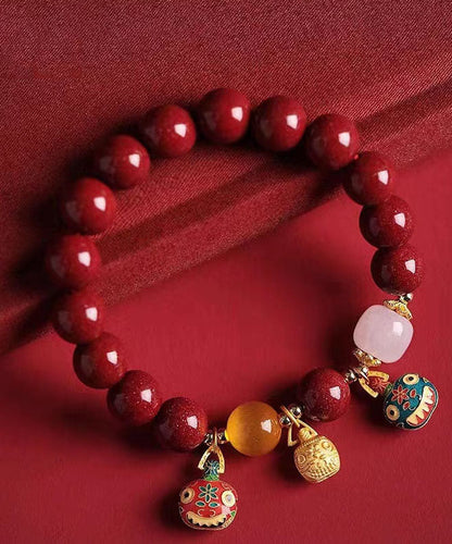 Mulberry Purple Gold Sand Swallowing Gold Beast Bracelet Charm Bracelet