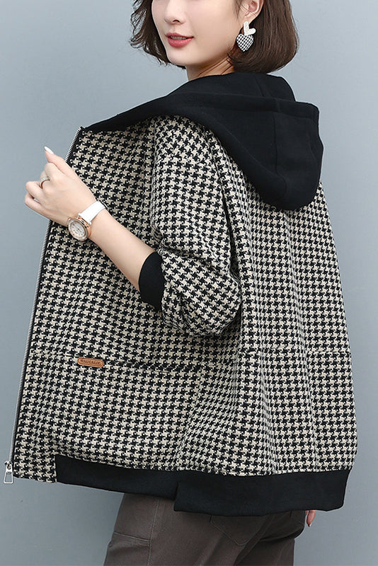 Plaid Short Coat Loose Quilted Coat