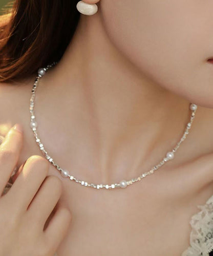 Diy Silk Sterling Silver Broken Silver Pearl Necklace
