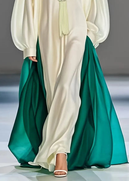 White Oversized Patchwork Silk Robe Dresses Spring