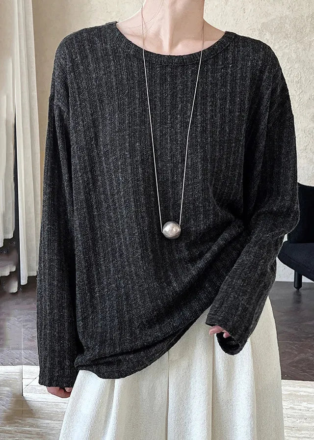 Navy O-neck Top Long Sleeve