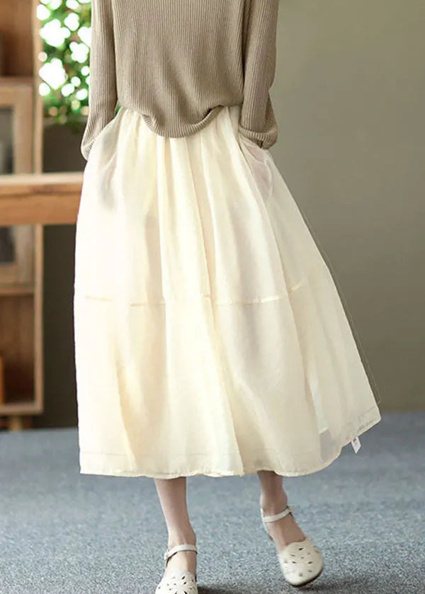 Apricot Patchwork Tulle a Line Skirt Summer