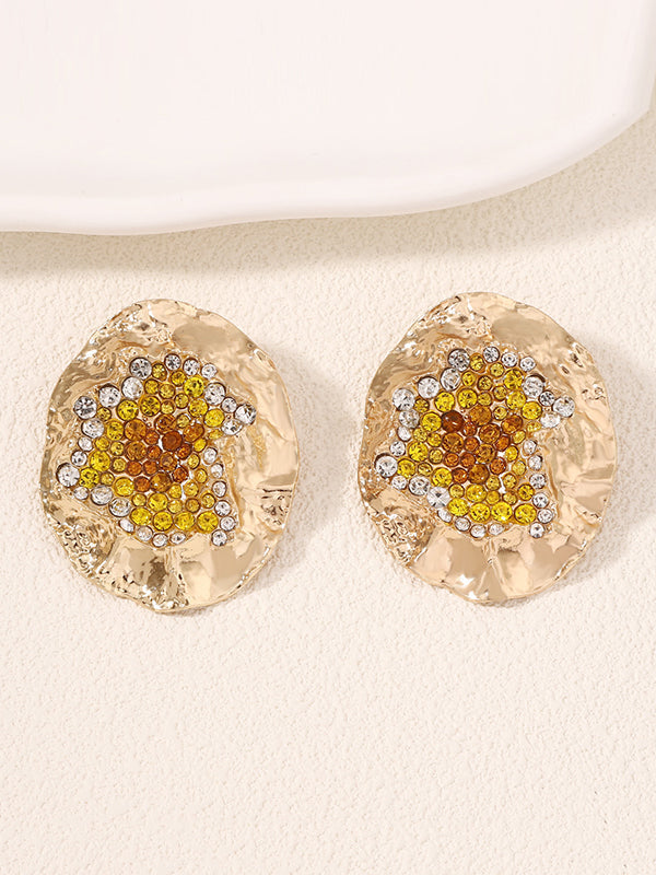 Irregularity Geometric Rhinestone Shiny Earrings Accessories