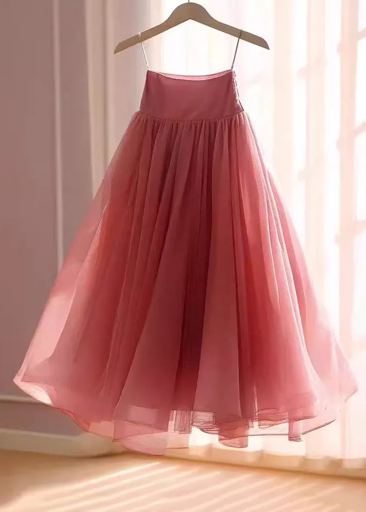 Rose High Waist Chiffon Skirts Summer