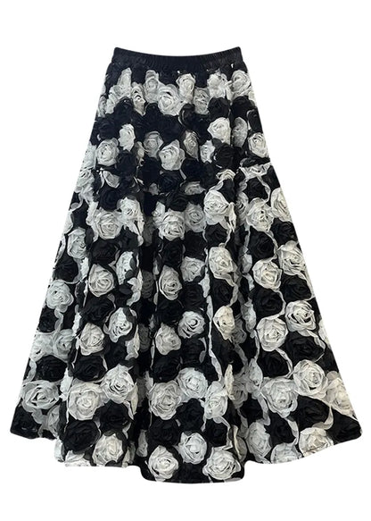 Black High Waist Tulle Maxi Skirt Spring