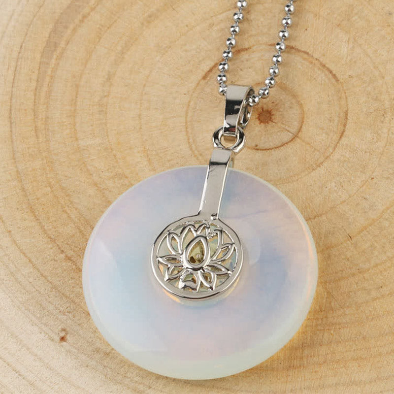 Various Crystal Amethyst Pink Lotus Healing Necklace