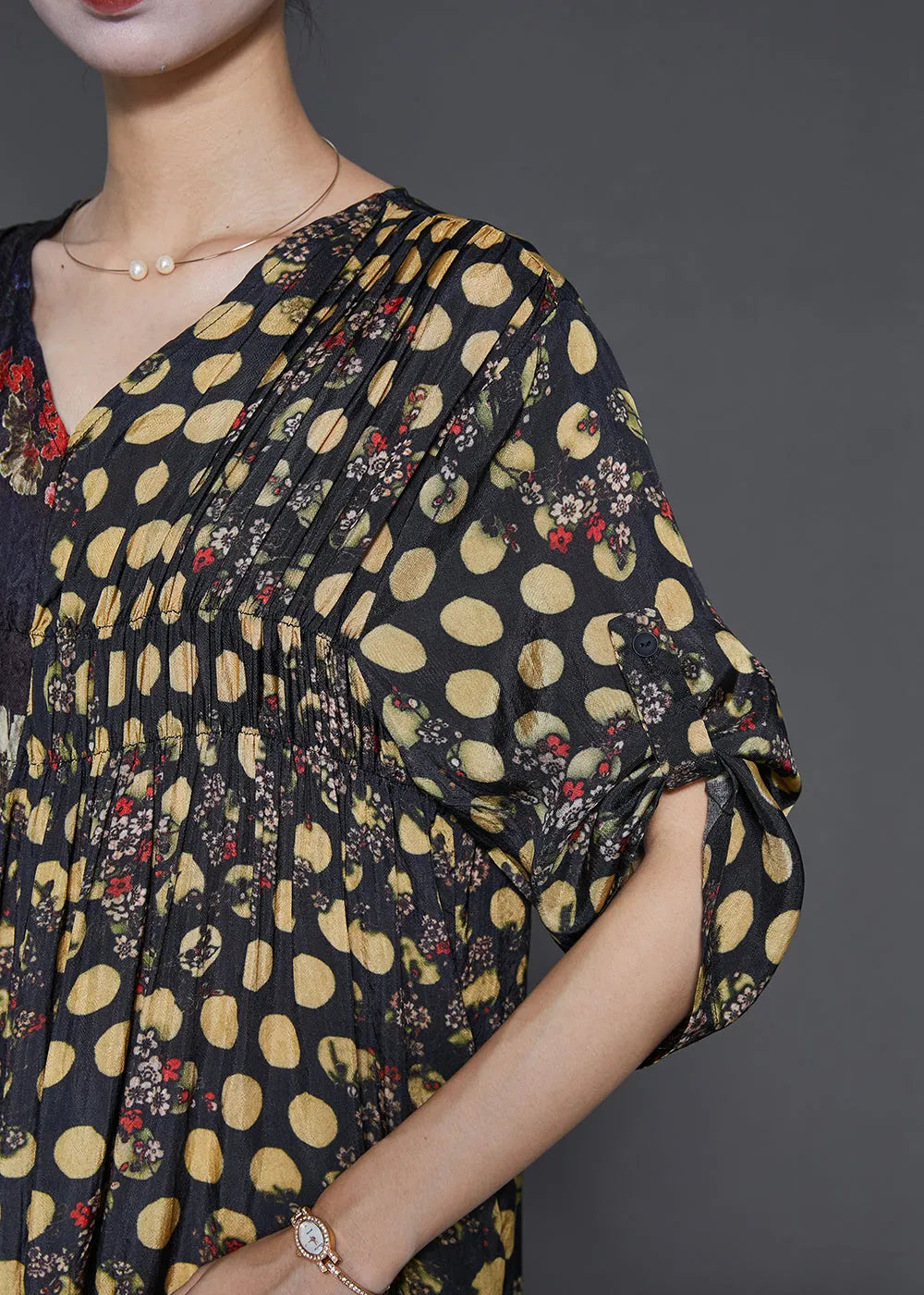 Black Asymmetrical Print Silk Vacation Dresses Spring