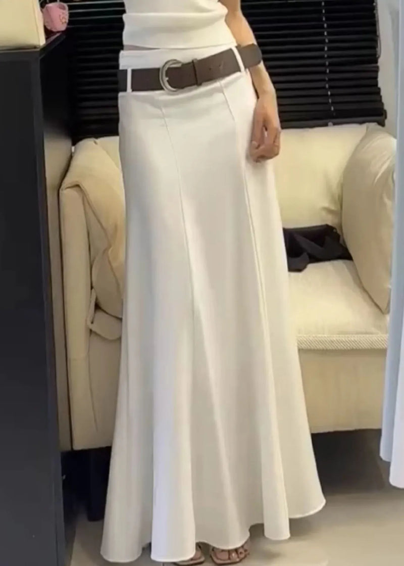 Slim Fit White High Waist Cotton Skirts Summer
