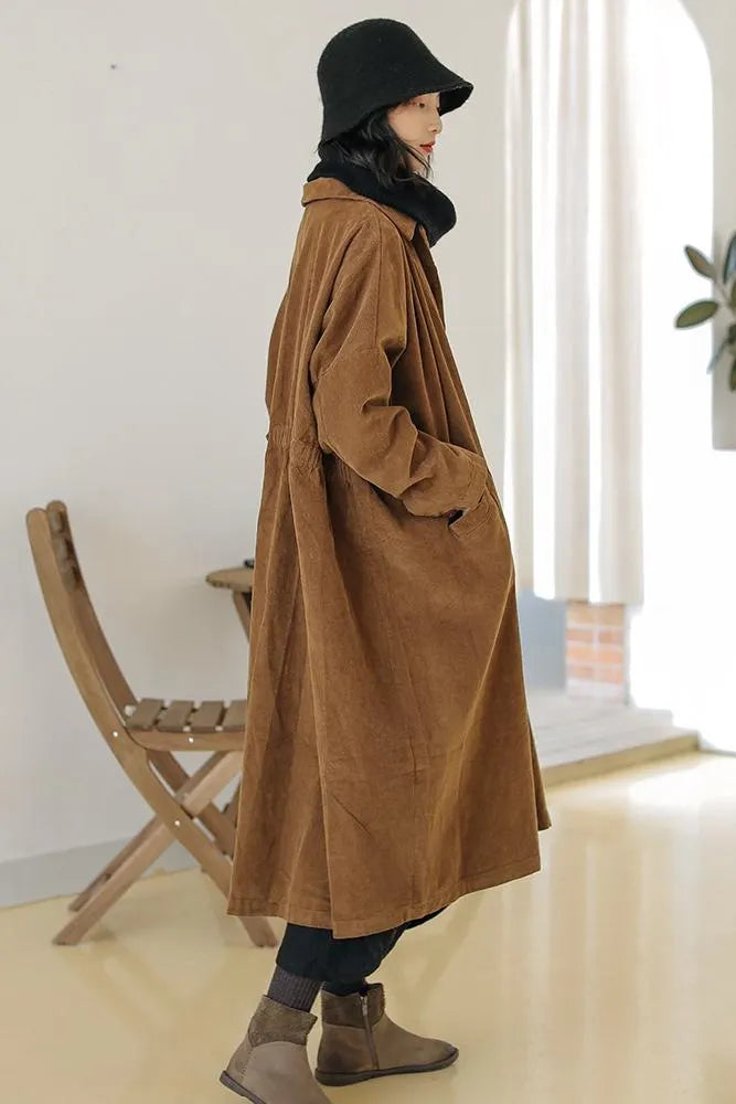 Loose Corduroy Coat for