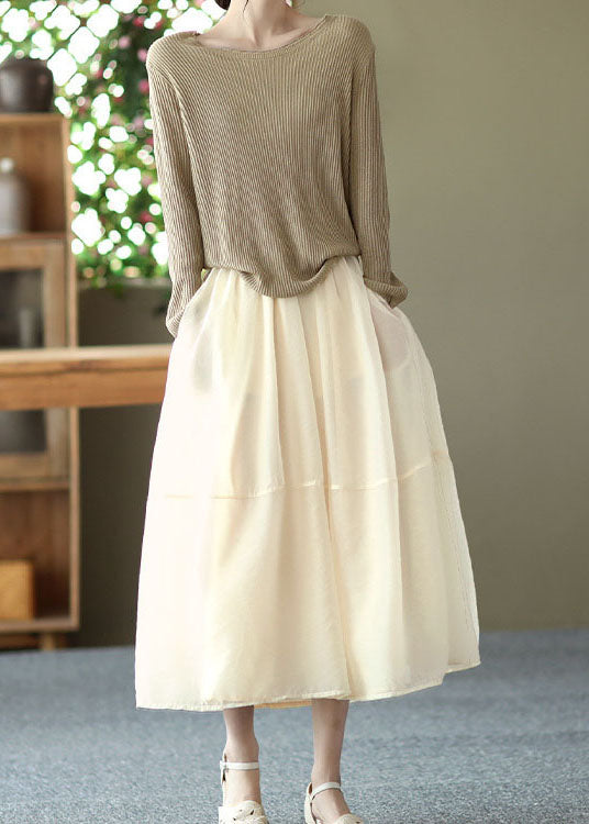 Apricot Patchwork Tulle a Line Skirt Summer