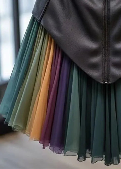 Rainbow Original Design High Waist Tulle Patchwork Skirts