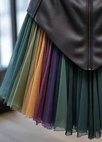 Rainbow Original Design High Waist Tulle Patchwork Skirts
