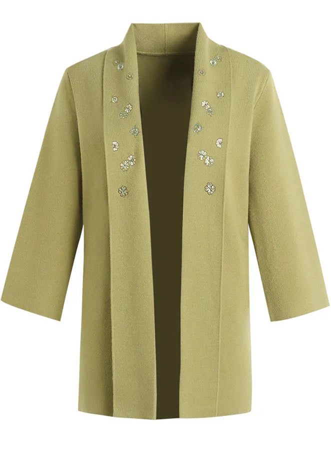Red V Neck Embroidered Cotton Knit Cardigans Spring