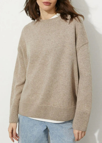Simple Style Light Blue O Neck Knit Sweater Tops Spring