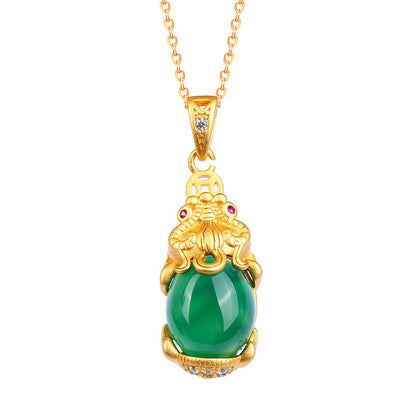 Buddha Stones Natural Jade Pixiu Balance Necklace