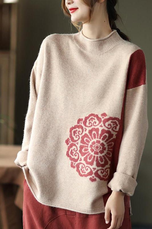 Winter Retro Flower Knitted Sweater Jumper
