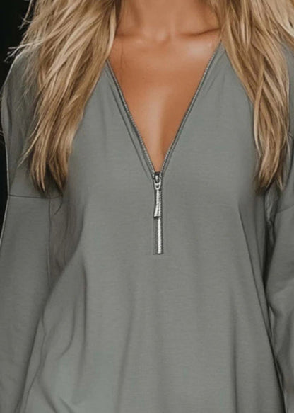 Boutique Grey Ruffled Patchwork Cotton Mid Dresses Fall