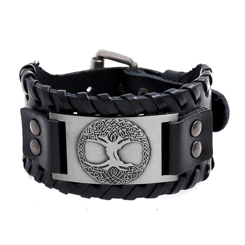 Buddha Stones Lucky Tree of Life Balance Leather Bracelet
