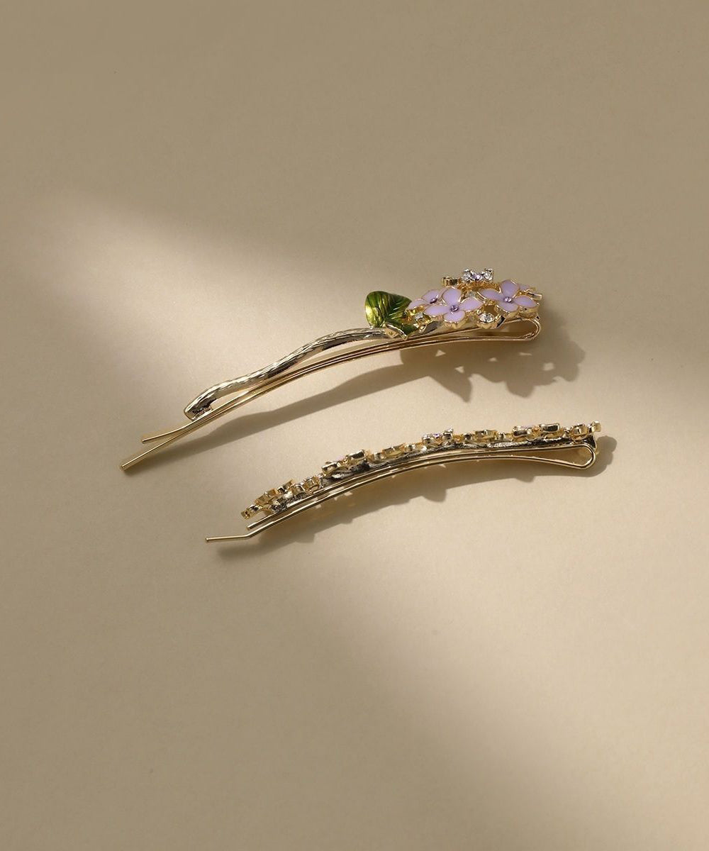 Stylish Purple Alloy Crystal Zircon Drip Glaze Hairpin