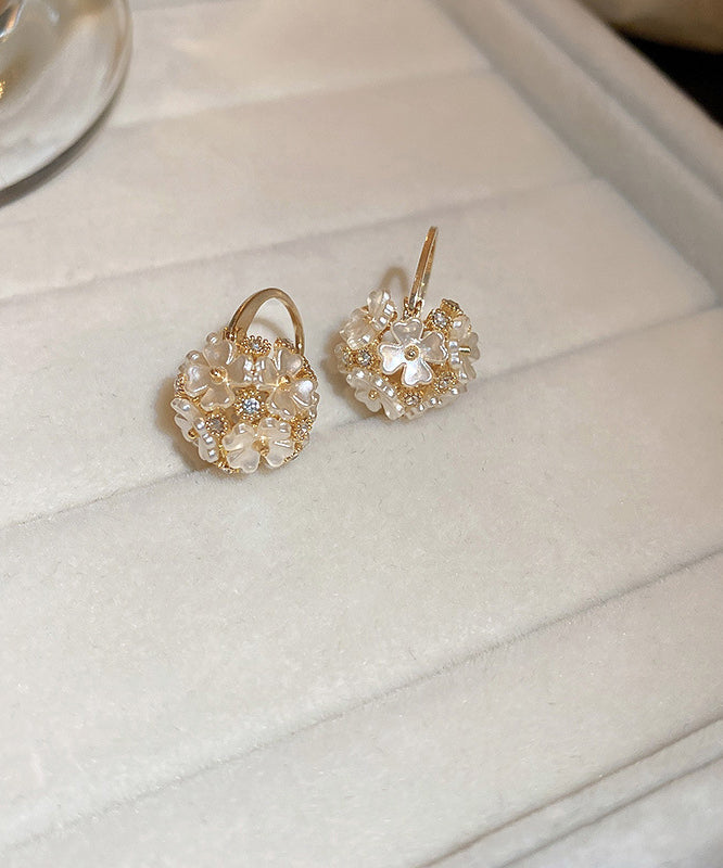 Fine Gold Alloy Acrylic Zircon Ball Stud Earrings