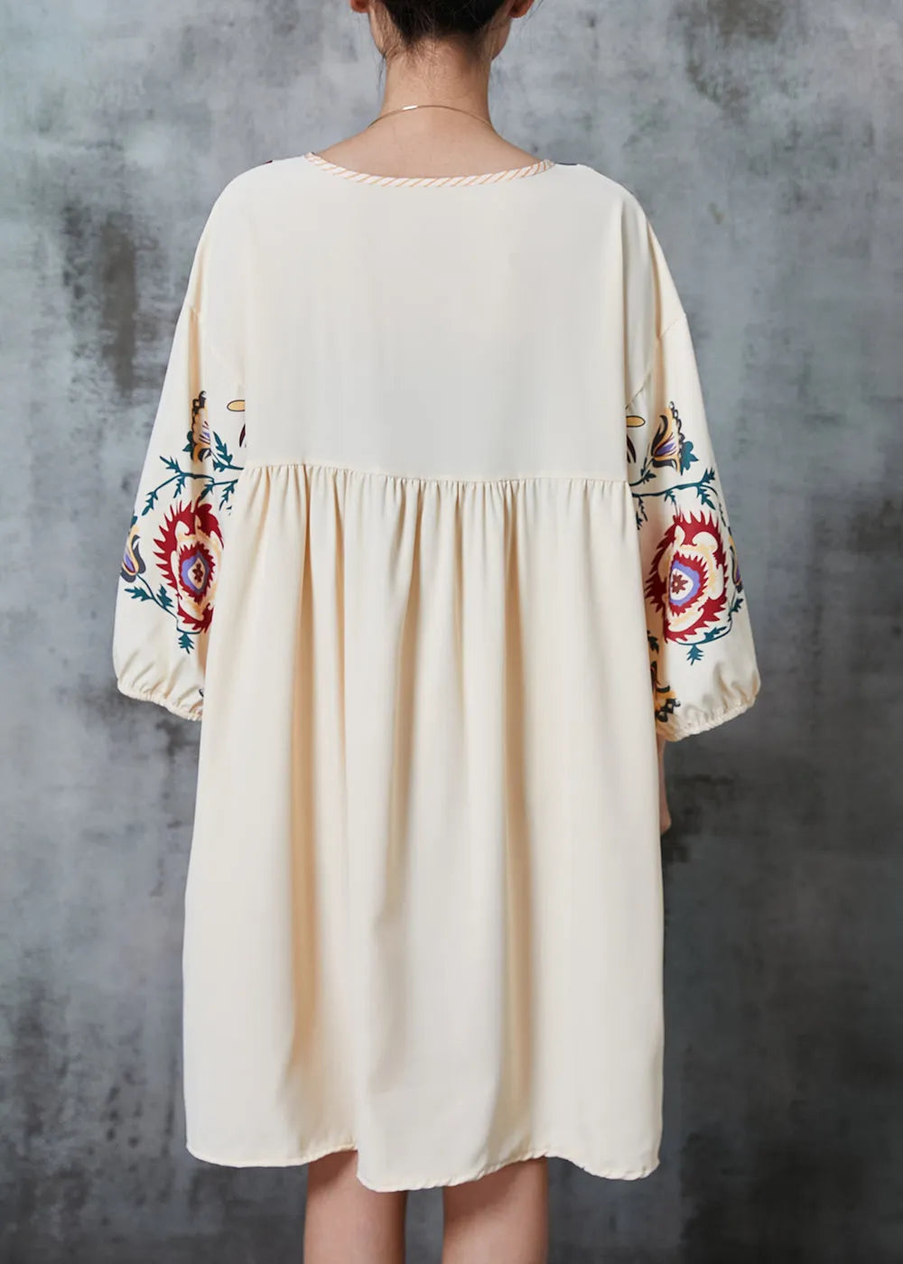 Khaki Oversized Print Cotton Vacation Dress Summer