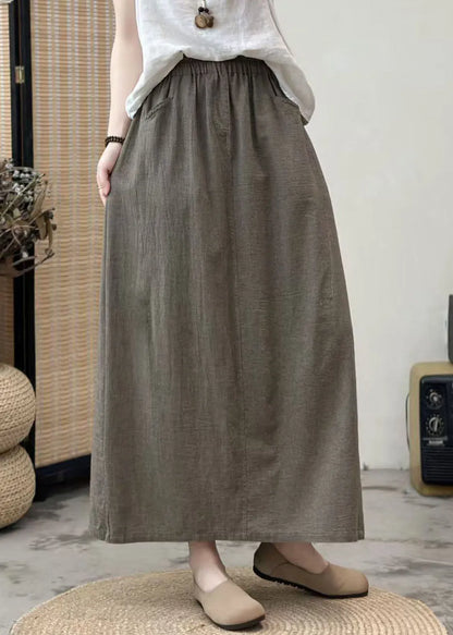 Khaki Oversized Cotton a Line Skirt Summer