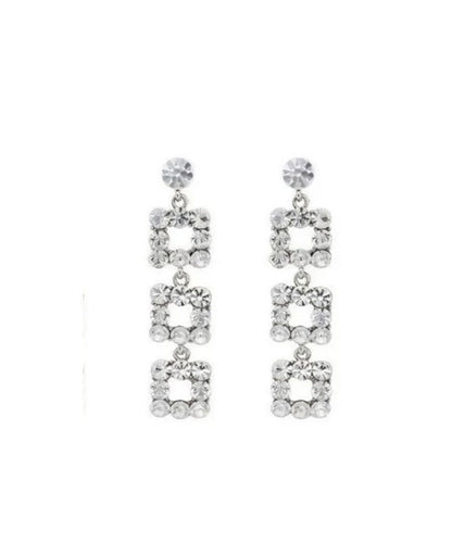 Unique Silk Copper Zircon Square Chain Drop Earrings