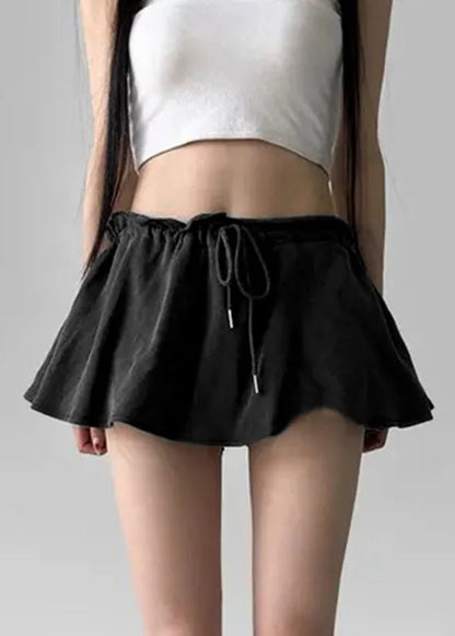 Black Cotton Pants Skirt Elastic Waist Summer