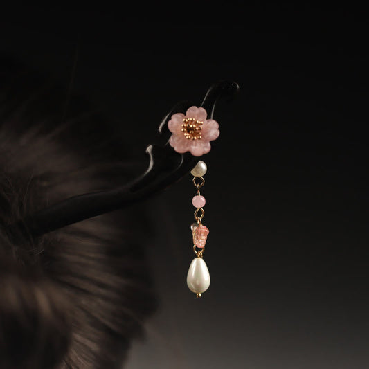 Ebony Flower Butterfly Blessing Hairpin | Chinese Hairpin